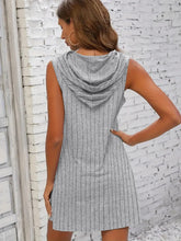 Load image into Gallery viewer, Hooded Sleeveless Dress Short Drawstring Casual Summer Sweater Dress