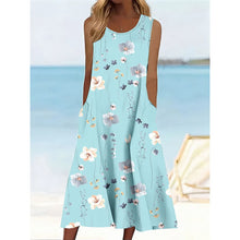 Load image into Gallery viewer, PLUS SIZESleeveless Print Casual Dress with pockets