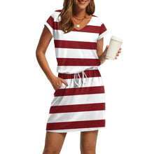 Load image into Gallery viewer, V Neck T Shirt Casual Mini Dresses Tie Waist Sundress with Pockets Women's Short Sleeve Dresses