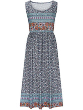 Load image into Gallery viewer, sleeveless Bohemian floral casual beach sundress with pockets flowing and loose