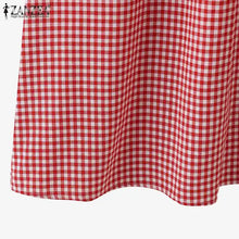 Load image into Gallery viewer, ZANZEA Summer Plaid Checked Sundress Bohemian Elegant O Neck Sleeveless Casual Dress