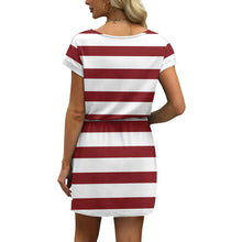 Load image into Gallery viewer, V Neck T Shirt Casual Mini Dresses Tie Waist Sundress with Pockets Women's Short Sleeve Dresses