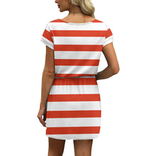 Load image into Gallery viewer, V Neck T Shirt Casual Mini Dresses Tie Waist Sundress with Pockets Women's Short Sleeve Dresses