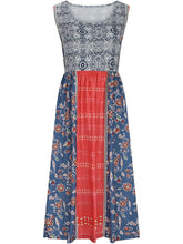 Load image into Gallery viewer, sleeveless Bohemian floral casual beach sundress with pockets flowing and loose