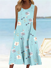 Load image into Gallery viewer, PLUS SIZESleeveless Print Casual Dress with pockets
