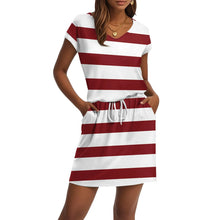 Load image into Gallery viewer, V Neck T Shirt Casual Mini Dresses Tie Waist Sundress with Pockets Women's Short Sleeve Dresses