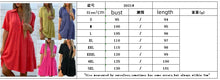 Load image into Gallery viewer, Solid Dress V Neck Short Sleeve Button Ruffles Lapel Cotton Casual Loose Beach Short Dresses