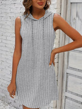 Load image into Gallery viewer, Hooded Sleeveless Dress Short Drawstring Casual Summer Sweater Dress