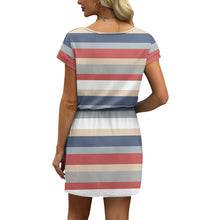 Load image into Gallery viewer, V Neck T Shirt Casual Mini Dresses Tie Waist Sundress with Pockets Women's Short Sleeve Dresses