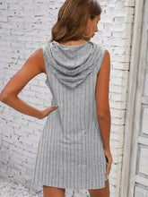 Load image into Gallery viewer, Hooded Sleeveless Dress Short Drawstring Casual Summer Sweater Dress