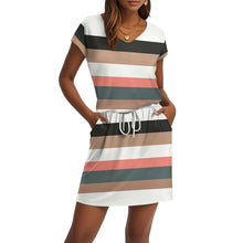 Load image into Gallery viewer, V Neck T Shirt Casual Mini Dresses Tie Waist Sundress with Pockets Women's Short Sleeve Dresses