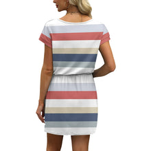 Load image into Gallery viewer, V Neck T Shirt Casual Mini Dresses Tie Waist Sundress with Pockets Women's Short Sleeve Dresses