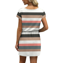 Load image into Gallery viewer, V Neck T Shirt Casual Mini Dresses Tie Waist Sundress with Pockets Women's Short Sleeve Dresses