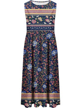 Load image into Gallery viewer, sleeveless Bohemian floral casual beach sundress with pockets flowing and loose