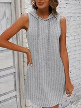 Load image into Gallery viewer, Hooded Sleeveless Dress Short Drawstring Casual Summer Sweater Dress