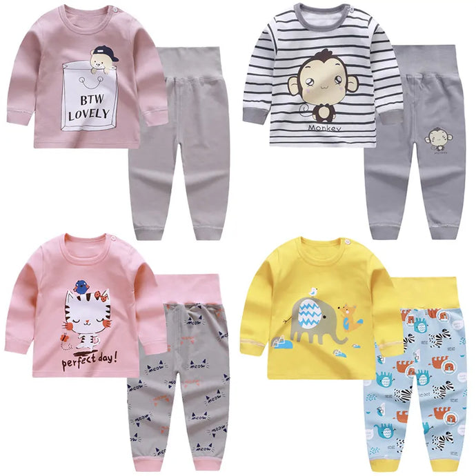 Pajama Sets Cartoon Long Sleeve Cute T-Shirt Tops with Pants 6 months to 4T