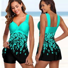 Load image into Gallery viewer, Curvy Cutie Two Piece Swimsuits Flower Print Tankini style swim-dress