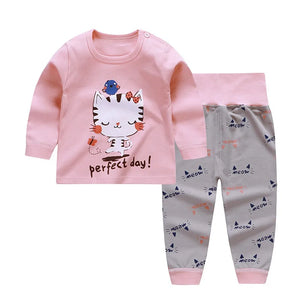 Pajama Sets Cartoon Long Sleeve Cute T-Shirt Tops with Pants 6 months to 4T