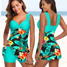 Load image into Gallery viewer, Curvy Cutie Two Piece Swimsuits Flower Print Tankini style swim-dress