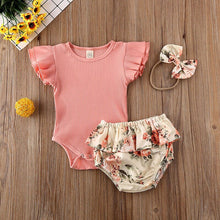 Load image into Gallery viewer, Pudcoco US Stock 0-18M 3PCS Fashion Girl Clothing Newborn Kids Baby Girls Clothes Lace Puff Sleeve Bodysuit Summer Outfit