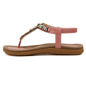 CEYANEAO 2020 Bohemian Women Sandals Gemstone Beaded Slippers Summer Beach Sandals Women Flip Flops Ladies Flat Sandals Shoes