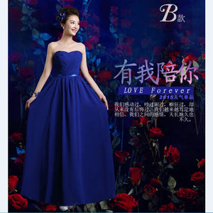 Lace up Royal blue Chiffon Long Evening Dress