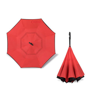 Folding Long Shank Double Layer Inverted Umbrella Windproof Reverse C-Hook umbrellas