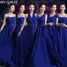 Load image into Gallery viewer, Lace up Royal blue Chiffon Long Evening Dress