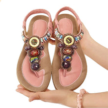 Load image into Gallery viewer, CEYANEAO 2020 Bohemian Women Sandals Gemstone Beaded Slippers Summer Beach Sandals Women Flip Flops Ladies Flat Sandals Shoes