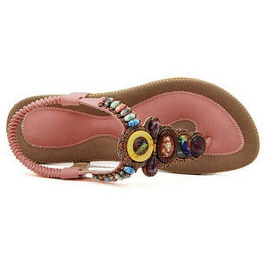 CEYANEAO 2020 Bohemian Women Sandals Gemstone Beaded Slippers Summer Beach Sandals Women Flip Flops Ladies Flat Sandals Shoes