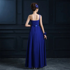 Lace up Royal blue Chiffon Long Evening Dress