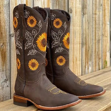 Load image into Gallery viewer, Embroidered Boots PU Leather Printed Western Cowboy Boots Deep V-mouth High Tube Casual