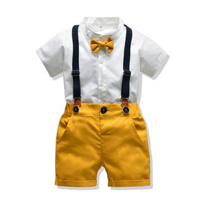 Newborn Baby Boy Suits Soft Cotton Solid Romper + Belt Pants Infant Toddler Set