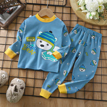 Load image into Gallery viewer, Kids Cotton Pajama Sets Cartoon Print O-Neck Cute T-Shirt Tops with Pants  6 month to 5T