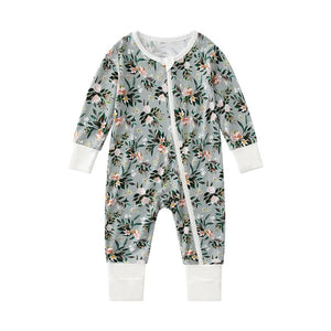 Bamboo Baby Romper Long Sleeve Double Zipper Onesie Bamboo Viscose Print Jumpsuit Baby Clothing 0-24M