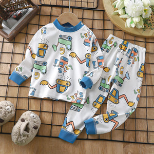 Kids Cotton Pajama Sets Cartoon Print O-Neck Cute T-Shirt Tops with Pants  6 month to 5T