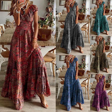 Load image into Gallery viewer, Loose Floral Vintage Ruffle Party Elegant Maxi up to 5XL