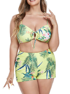 3 Pieces Plus Size Bikini With cover Up Swimsuit High Waist Swimwear