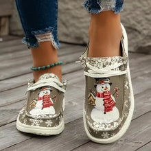 Load image into Gallery viewer, Christmas Snowman Pattern Printed Lace-up Round Toe Comfortable and Trendy Women&#39;s Shoes
Hey Dudes style