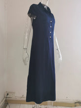 Load image into Gallery viewer, Loose Denim Vintage Button Pocket Short Sleeve Summer Party Elegant Maxi Dresses