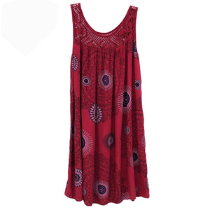sleeveless camisole dress lace print swing loose long skirt plus size