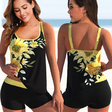 Load image into Gallery viewer, Floral Print Two-Piece Tankini With Boy Short Bottoms  up to Size 8XL