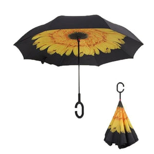 Long Shank Double Layer Inverted Umbrella Windproof Reverse C-Hook Umbrellas