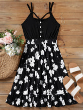 Load image into Gallery viewer, Button Cutout Printed Dress A-Line Sleeveless Dress