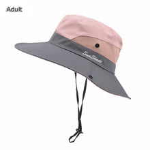 Load image into Gallery viewer, Ponytail Sun Hat Outdoor UV Protection Foldable Mesh Wide Brim Beach Fishing Hat Summer Wide Brim Bob Hiking Bucket Hat