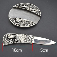 Load image into Gallery viewer, Retro Metal Carving Belt Buckle With Embedded Knife Fit 3.8CM-4CM Belt