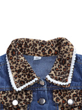 Load image into Gallery viewer, 1-6years Baby Girls Denim Casual Outfit Sets Sleeveless Leopard Print Denim Top + Leopard Print Denim Shorts Suits Girls