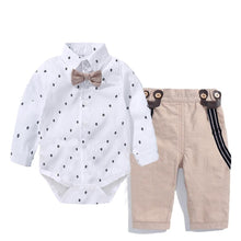 Load image into Gallery viewer, Newborn Baby Boy Suits Soft Cotton Solid Romper + Belt Pants Infant Toddler Set
