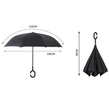 Load image into Gallery viewer, Long Shank Double Layer Inverted Umbrella Windproof Reverse C-Hook Umbrellas