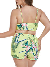 Load image into Gallery viewer, 3 Pieces Plus Size Bikini With cover Up Swimsuit High Waist Swimwear